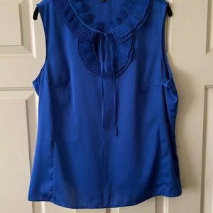 Alex Marie Ruffled Tie Neck Sleeveless Blue Blouse Women’s XL